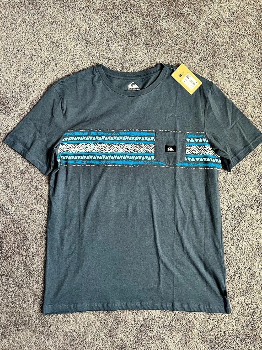 Quiksilver Mesa Stripe SS T-Shirt Men's Geometric Tee Large